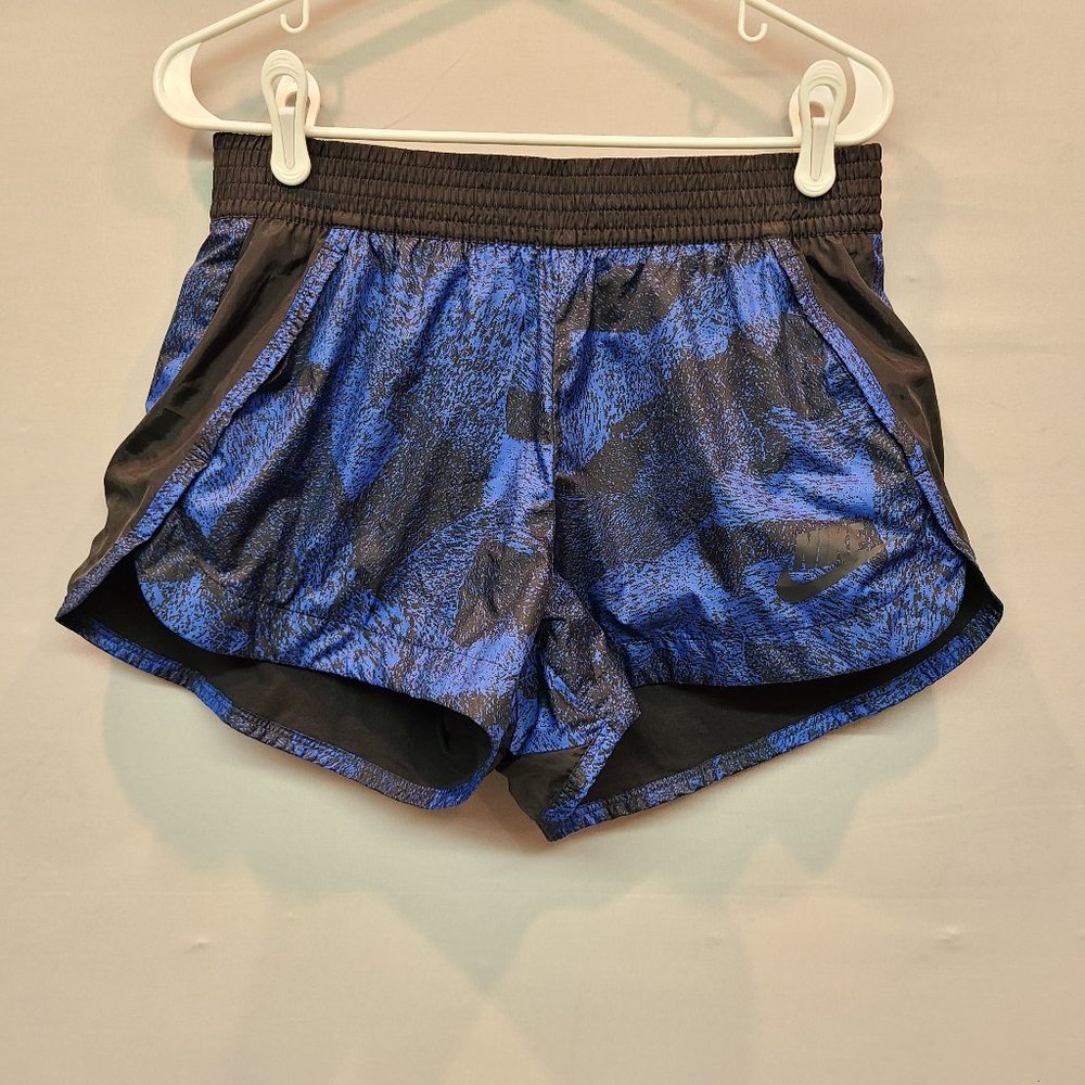 Nike Shorts Blue Black Elastic Waist Womens Size Medium